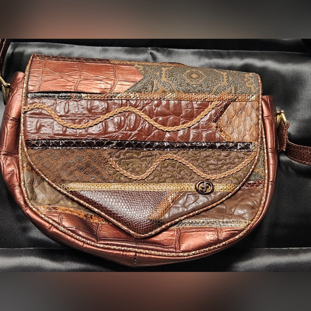 Carlo Fiori Italian Leather Patchwork Crossbody Purse